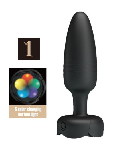PRETTY LOVE - TARION ANAL PLUG WITH  LED LIGHT BLACK 12.5 CM