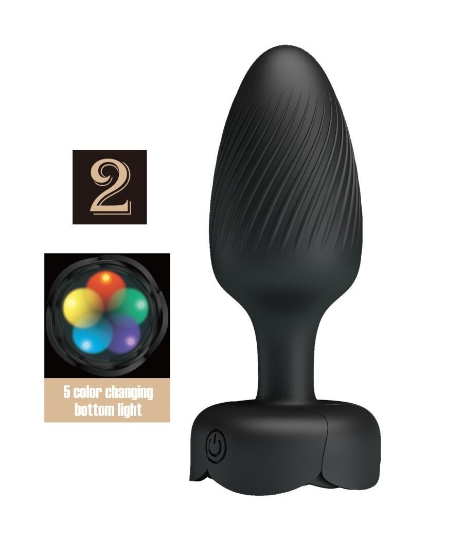 PRETTY LOVE - VARIAN ANAL PLUG WITH  LED LIGHT BLACK 10.8 CM