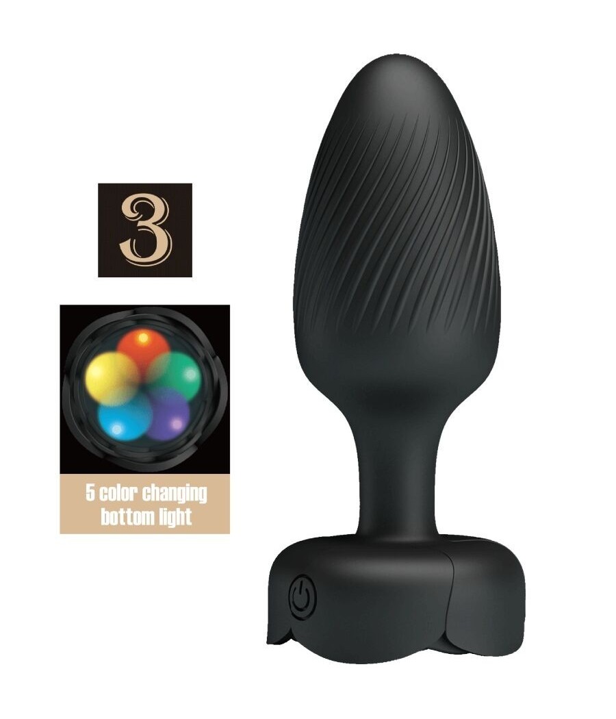 PRETTY LOVE - OSBORN ANAL PLUG WITH  LED LIGHT BLACK 9.8 CM