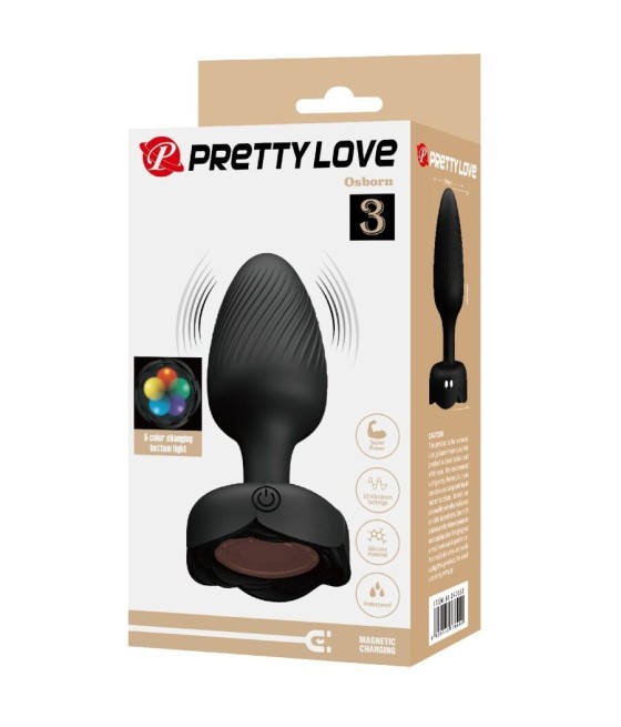 PRETTY LOVE - OSBORN ANAL PLUG WITH  LED LIGHT BLACK 9.8 CM