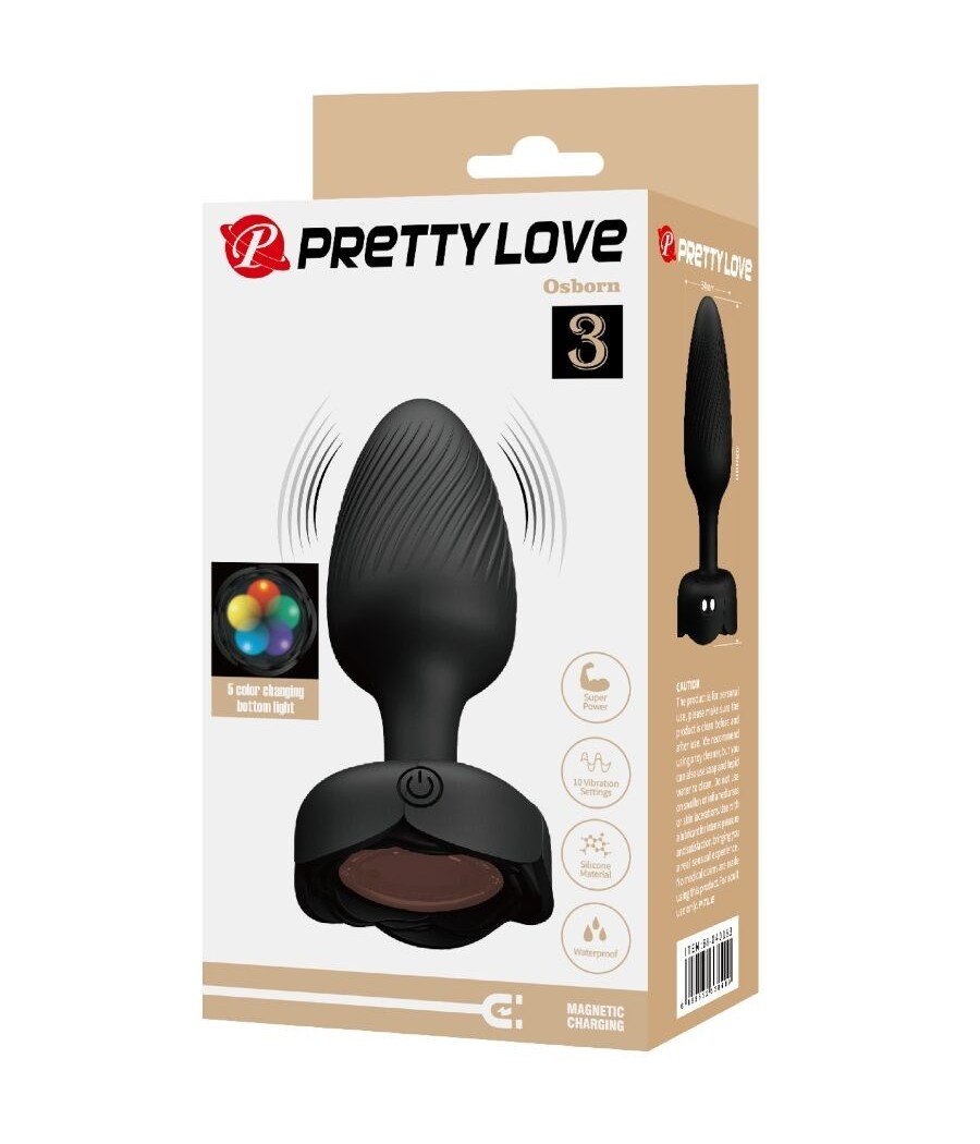 PRETTY LOVE - OSBORN ANAL PLUG WITH  LED LIGHT BLACK 9.8 CM