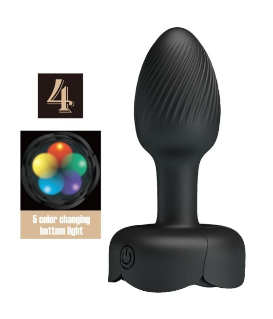 PRETTY LOVE - OLMAN ANAL PLUG WITH  LED LIGHT BLACK 8.8 CM