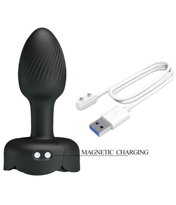 PRETTY LOVE - OLMAN ANAL PLUG WITH  LED LIGHT BLACK 8.8 CM