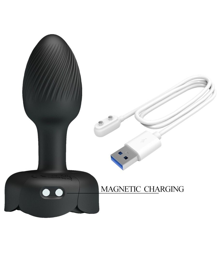PRETTY LOVE - OLMAN ANAL PLUG WITH  LED LIGHT BLACK 8.8 CM