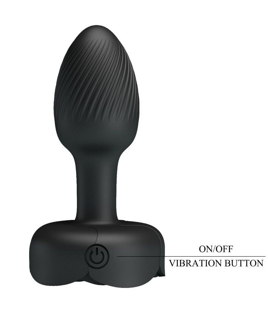 PRETTY LOVE - OLMAN ANAL PLUG WITH  LED LIGHT BLACK 8.8 CM