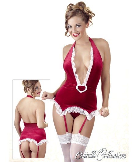 GUEPIERE IN VELLUTO ROSSO CON PERIZOMA X-MAS