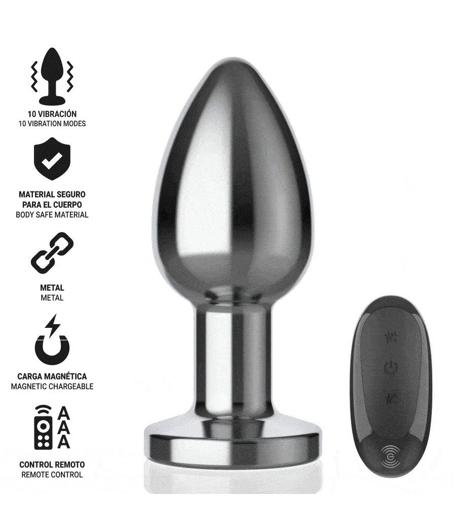 INTENSE - ANAL PLUG 10 VIBRATIONS METAL WITH REMOTE CONTROL L