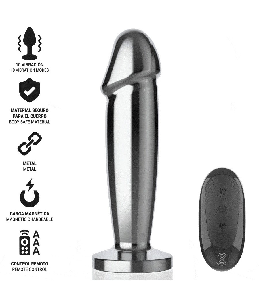 INTENSE - ANAL PLUG 10 VIBRATIONS METAL DILDO WITH REMOTE CONTROL S