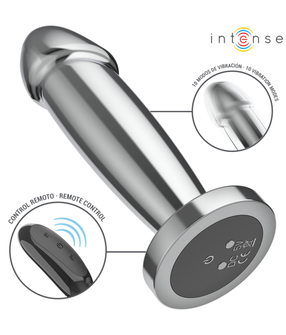 INTENSE - ANAL PLUG 10 VIBRATIONS METAL DILDO WITH REMOTE CONTROL S