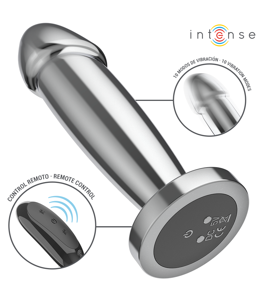 INTENSE - ANAL PLUG 10 VIBRATIONS METAL DILDO WITH REMOTE CONTROL S