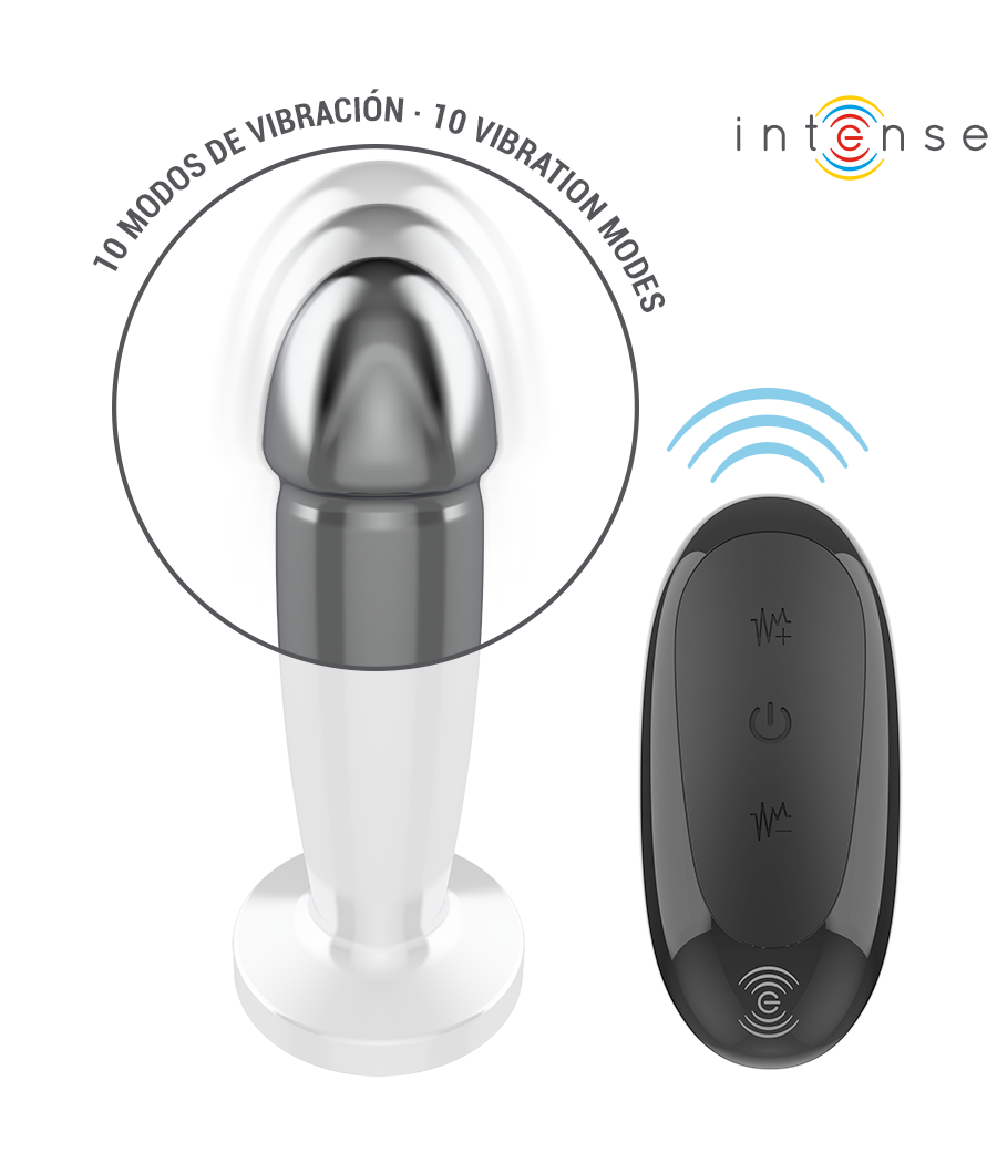 INTENSE - ANAL PLUG 10 VIBRATIONS METAL DILDO WITH REMOTE CONTROL S