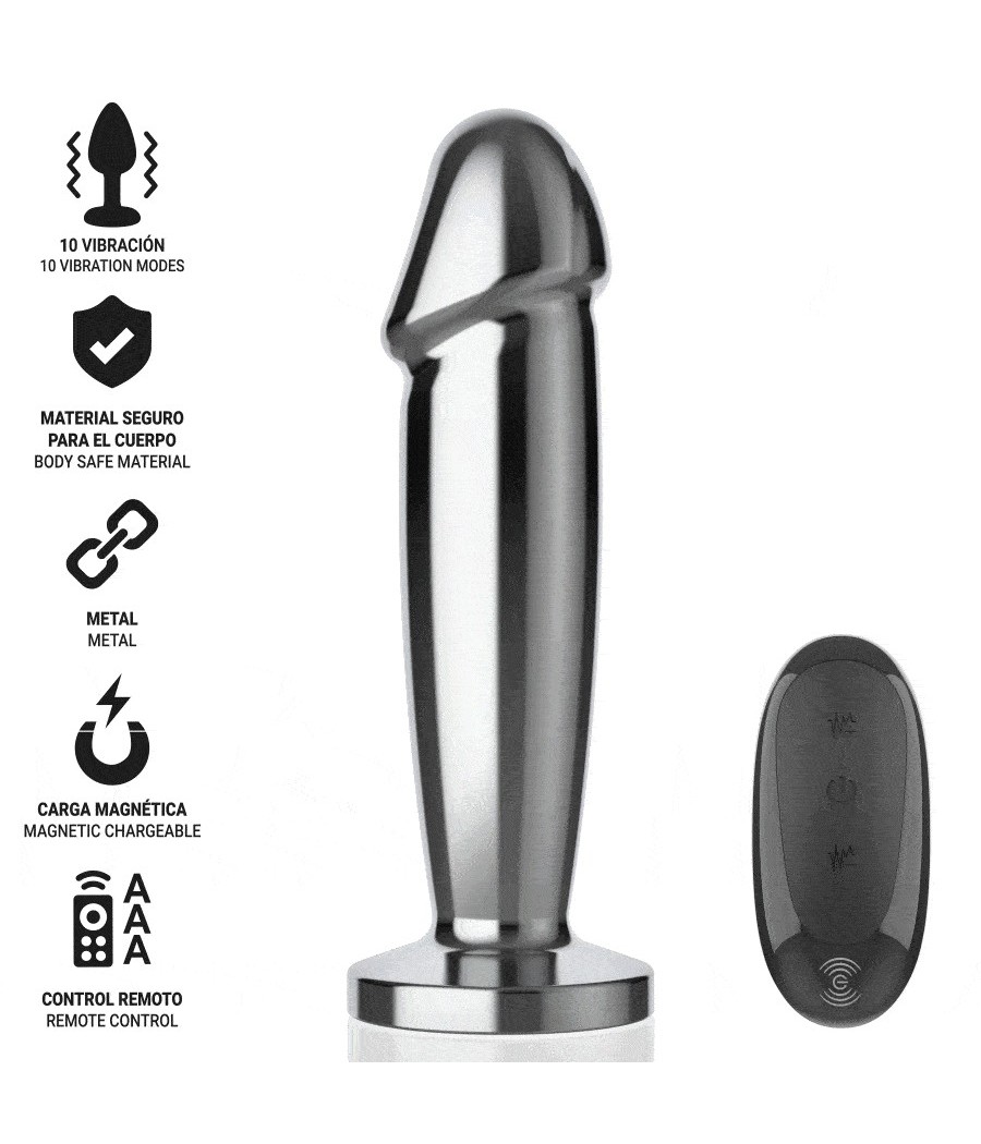 INTENSE - ANAL PLUG 10 VIBRATIONS METAL DILDO WITH REMOTE CONTROL M