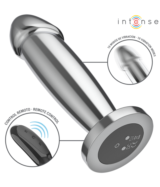 INTENSE - ANAL PLUG 10 VIBRATIONS METAL DILDO WITH REMOTE CONTROL M