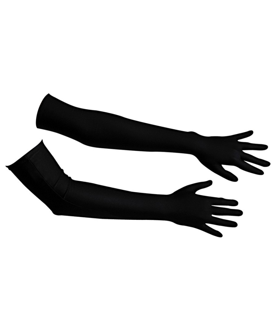 GUANTI LUNGHI IN RASO NERO - TAGLIA UNICA