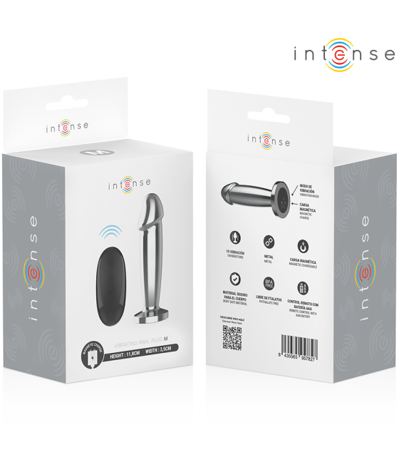 INTENSE - ANAL PLUG 10 VIBRATIONS METAL DILDO WITH REMOTE CONTROL M