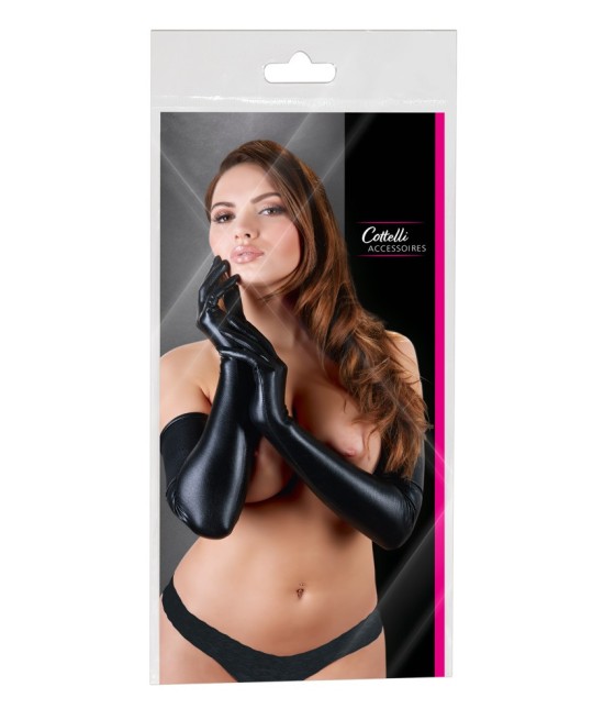 GUANTI LUNGHI IN TESSUTO WETLOOK - TAGLIA UNICA