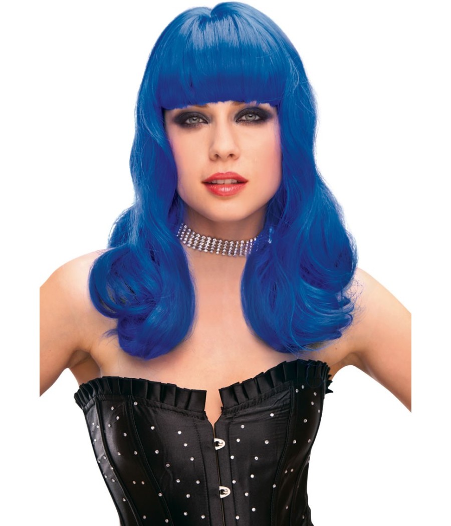 PARRUCCA BLU TAGLIO LUNGO CON FRANGIA \"PERRY\"