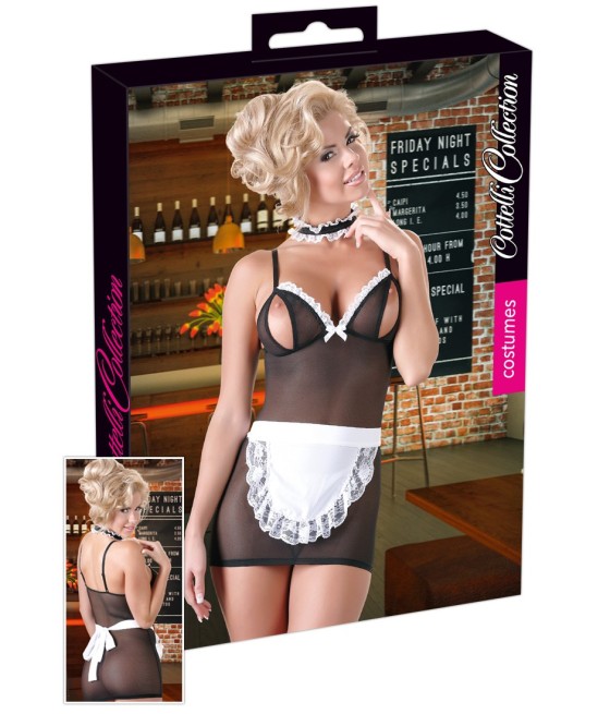 MINI ABITO TRASPARENTE COSTUME DA CAMERIERA SEXY