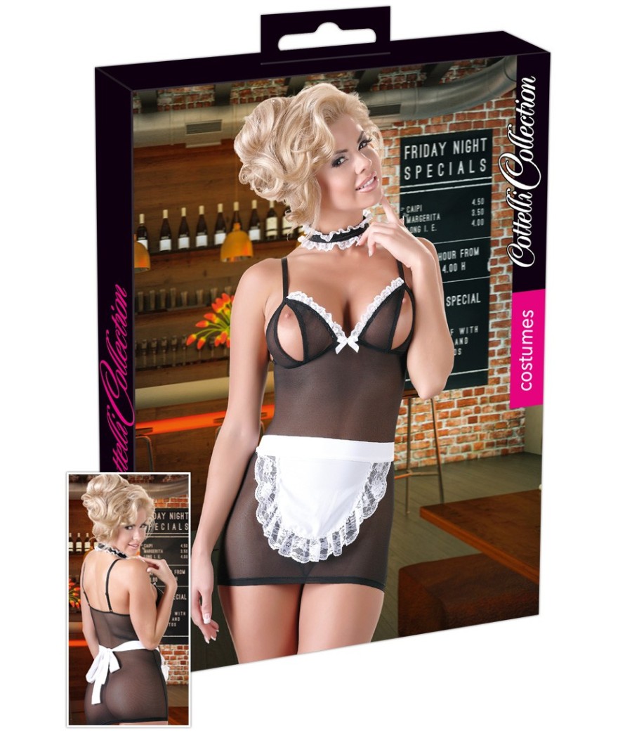 MINI ABITO TRASPARENTE COSTUME DA CAMERIERA SEXY