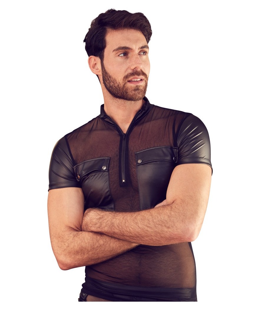 T-SHIRT UOMO STRETCHY DESIGN NET "NEK" COLORE NERO