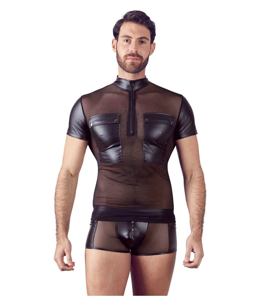 T-SHIRT UOMO STRETCHY DESIGN NET "NEK" COLORE NERO