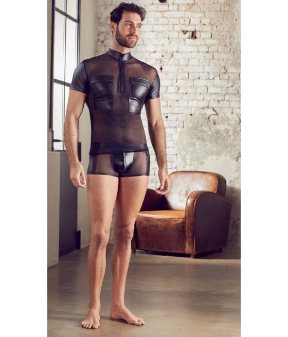 T-SHIRT UOMO STRETCHY DESIGN NET "NEK" COLORE NERO