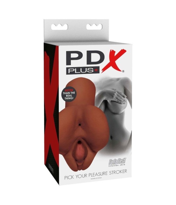 PDX PLUS - PICK YOUR PLEASURE DOUBLE BROWN MASTURBATOR