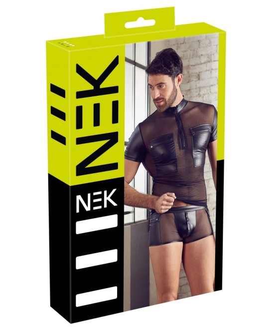 T-SHIRT UOMO STRETCHY DESIGN NET "NEK" COLORE NERO