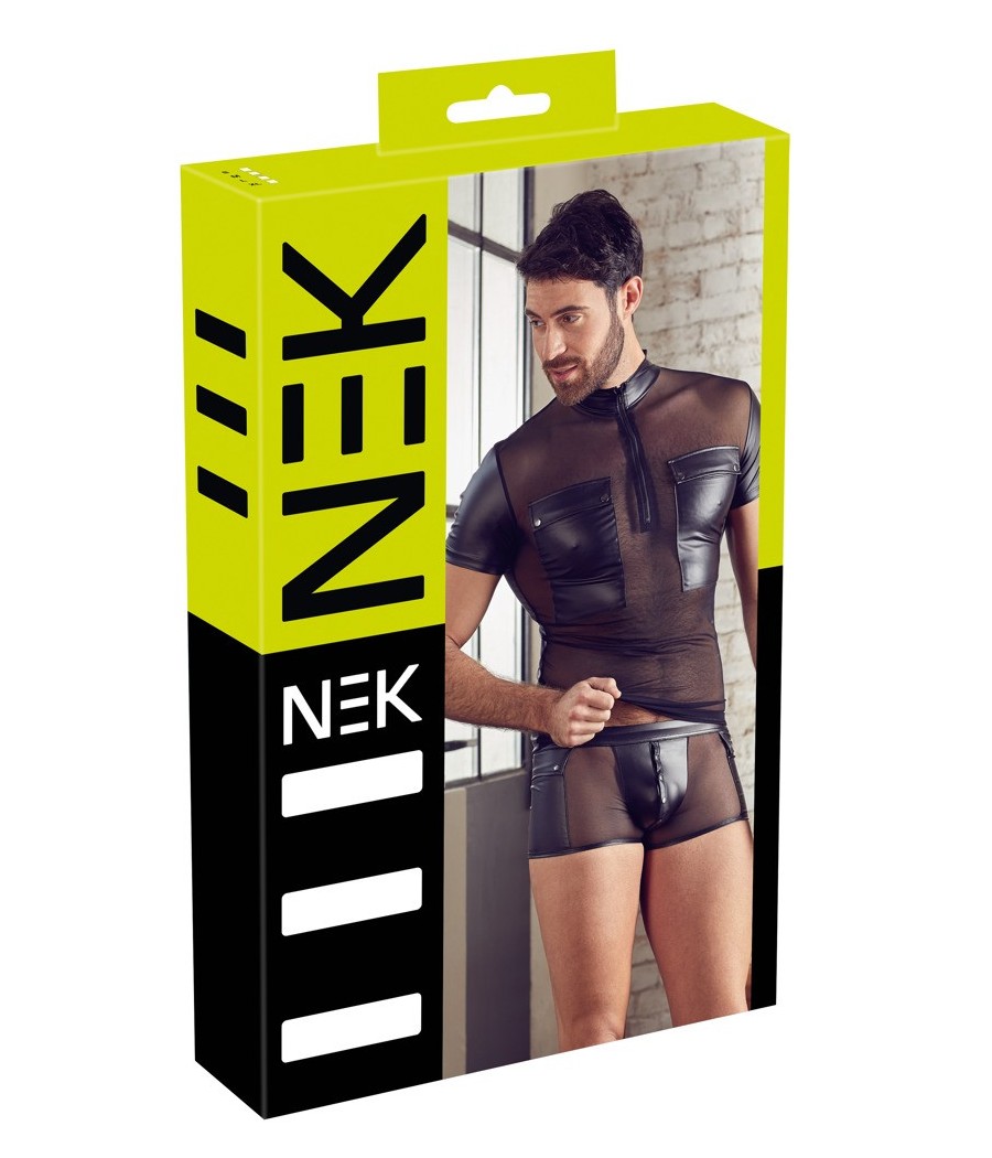 T-SHIRT UOMO STRETCHY DESIGN NET "NEK" COLORE NERO