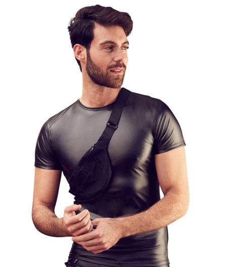 T-SHIRT UOMO STRETCHY CON MARSUPIO NEK COLORE NERO