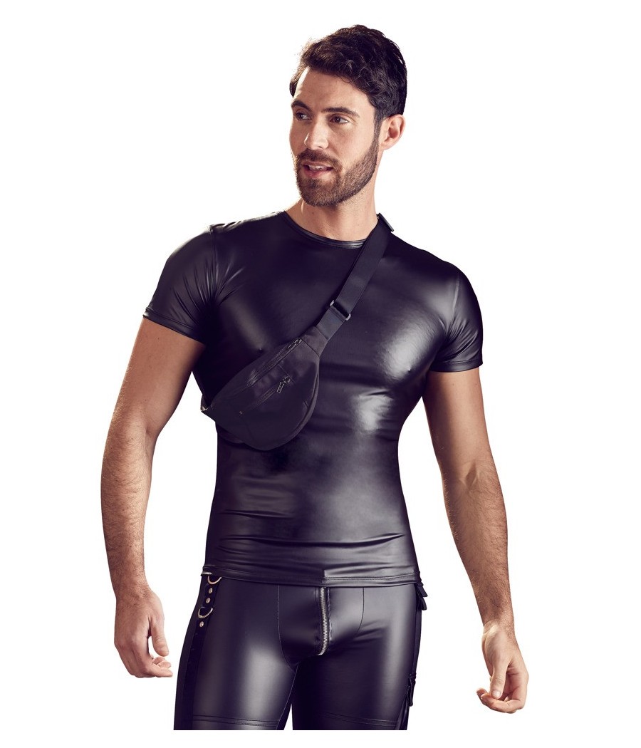 T-SHIRT UOMO STRETCHY CON MARSUPIO "NEK" COLORE NERO