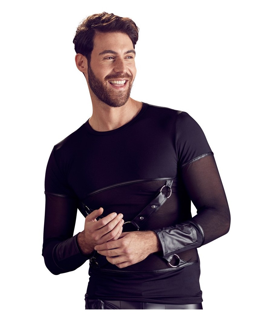 T-SHIRT UOMO STRETCHY MANICHE LUNGHE "NEK" COLORE NERO