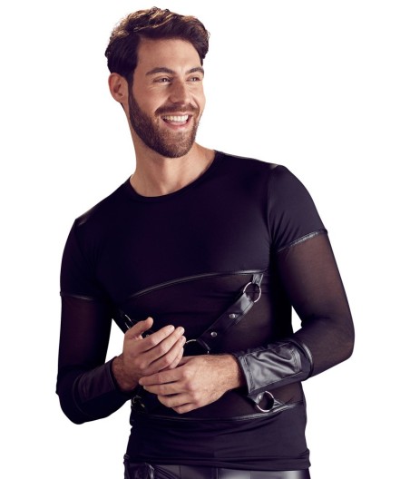 T-SHIRT UOMO STRETCHY MANICHE LUNGHE NEK COLORE NERO