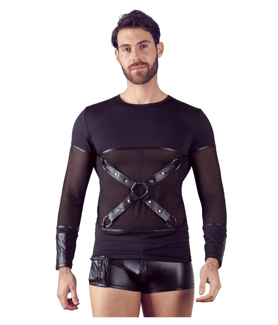 T-SHIRT UOMO STRETCHY MANICHE LUNGHE "NEK" COLORE NERO