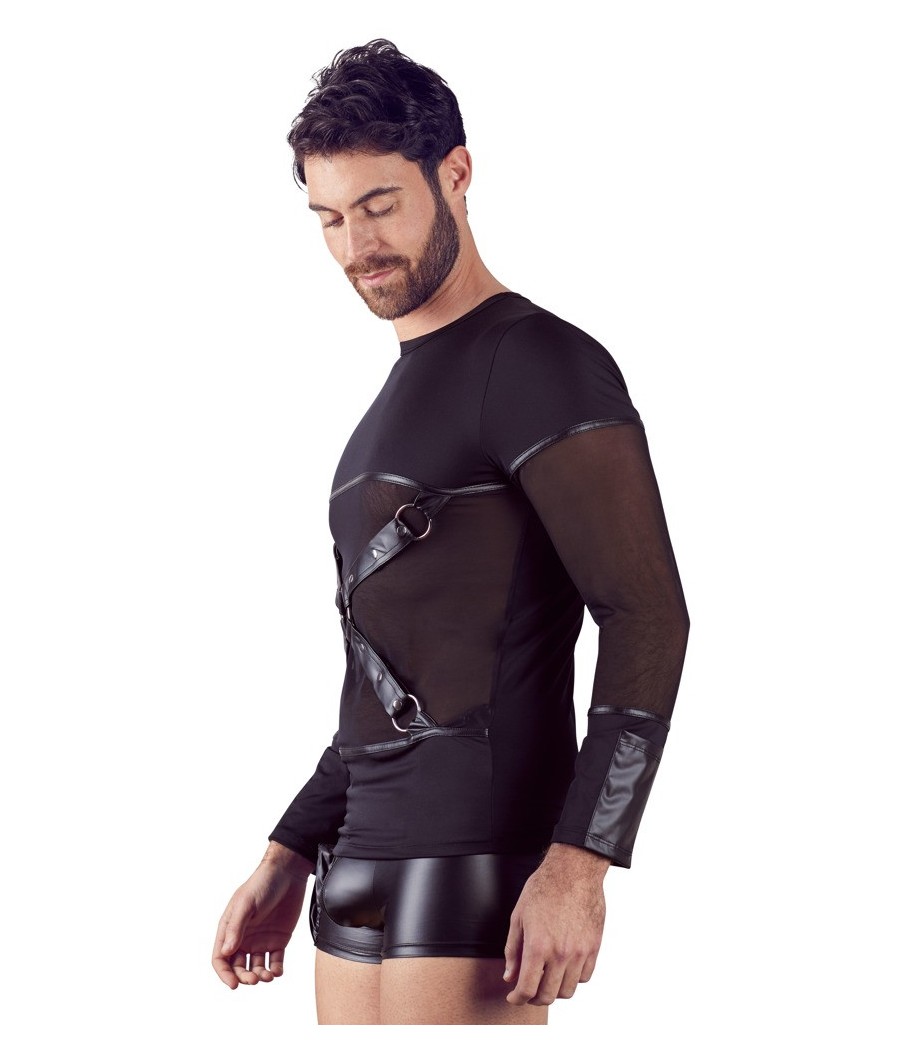 T-SHIRT UOMO STRETCHY MANICHE LUNGHE "NEK" COLORE NERO