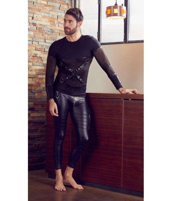 T-SHIRT UOMO STRETCHY MANICHE LUNGHE "NEK" COLORE NERO