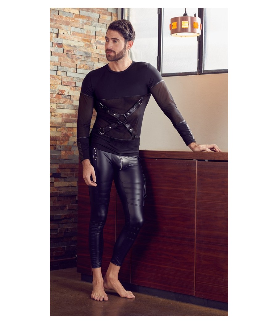 T-SHIRT UOMO STRETCHY MANICHE LUNGHE "NEK" COLORE NERO