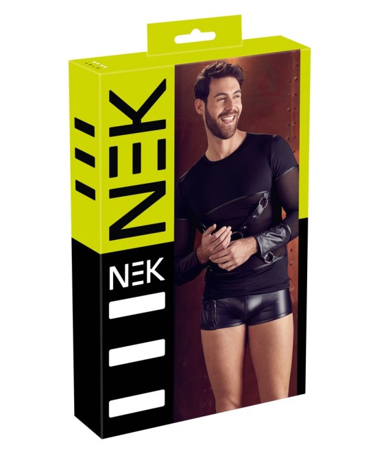 T-SHIRT UOMO STRETCHY MANICHE LUNGHE "NEK" COLORE NERO