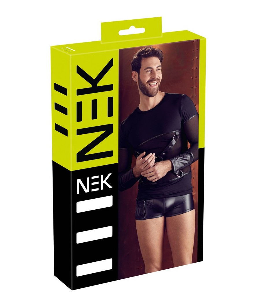 T-SHIRT UOMO STRETCHY MANICHE LUNGHE "NEK" COLORE NERO