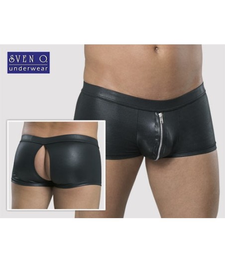 BOXER IN TESSUTO NERO CON ZIP FRONTALE ED APERTURA POSTERIORE
