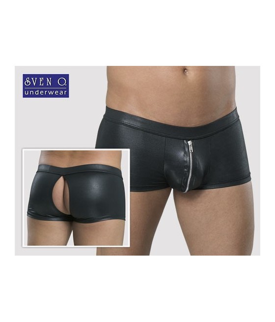 BOXER IN TESSUTO NERO CON ZIP FRONTALE ED APERTURA POSTERIORE