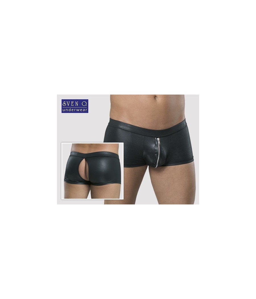 BOXER IN TESSUTO NERO CON ZIP FRONTALE ED APERTURA POSTERIORE