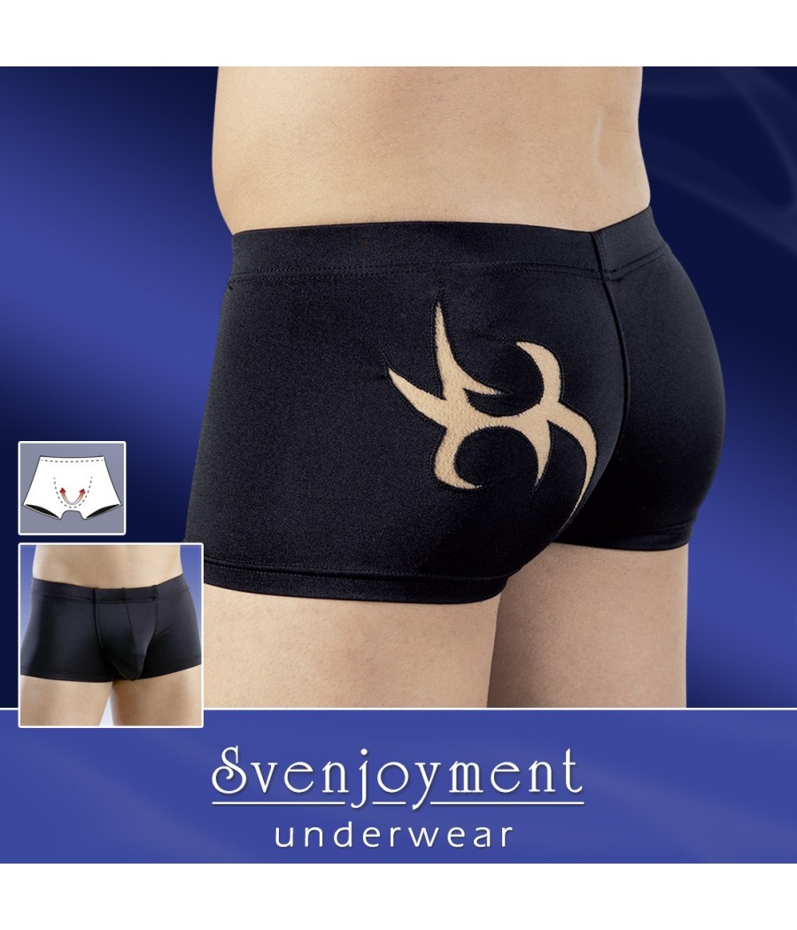 BOXER IN TESSUTO NERO CON RITAGLIO TRIBALE