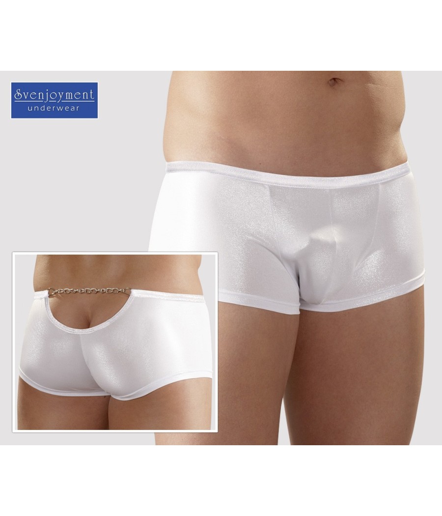 BOXER BIANCO EFFETTO GLITTER LUCIDO CON CATENINA