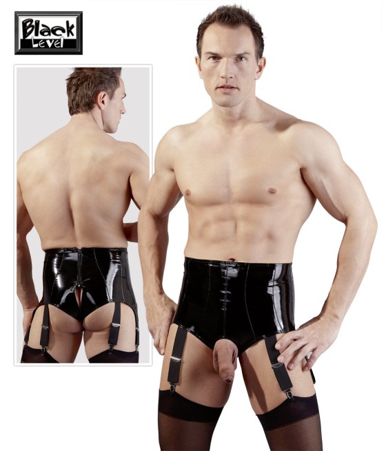 BOXER UOMO VITA ALTA IN LATEX CON APERTURA E REGGICALZE