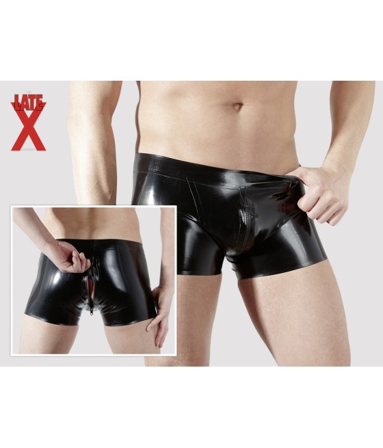 BOXER IN LATEX NERO CON CHIUSURA ZIP
