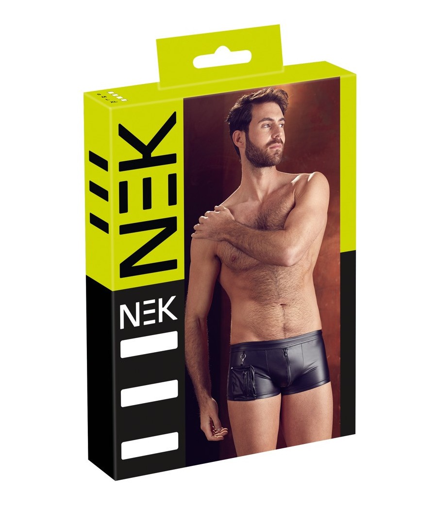 BOXER UOMO ELASTICIZZATI CON ZIP E TASCA "NEK" COLORE NERO