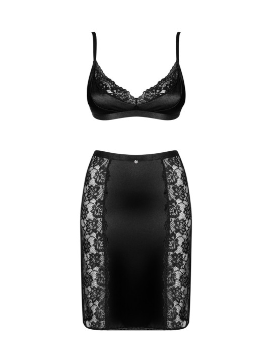Set reggiseno e gonna nero Blanita di Obsessive