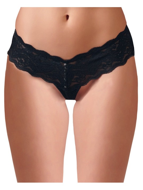 TANGA NERO IN PIZZO CON PERLINE TANGA NERO IN PIZZO CON PERLINE