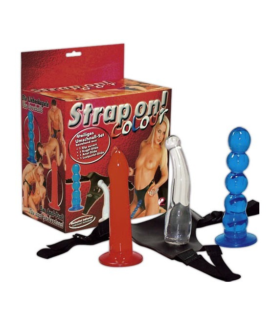 KIT IMBRACATURA E 3 FALLI INDOSSABILI JELLY "STRAP ON! COLOUR"